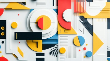 Aufkleber - Abstract geometric shapes on white.