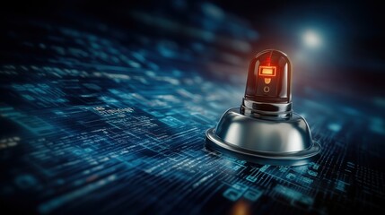 Poster - Futuristic Police Light on Digital Background Representing Advanced Technology and Security in Law Enforcement and Urban Environments