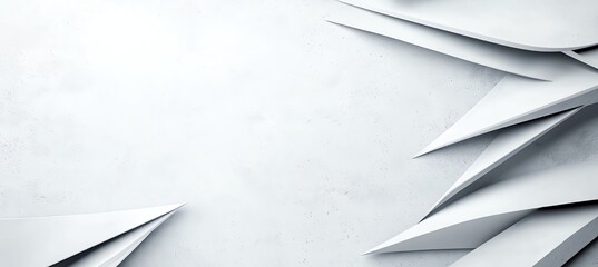 Poster - Abstract white geometric background with sharp, overlapping layers creating a modern, elegant design