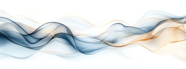 Poster - Abstract waves of blue and beige intertwine in a harmonious dance across a white background, creating a soothing visual flow perfect for creative projects or design inspiration.