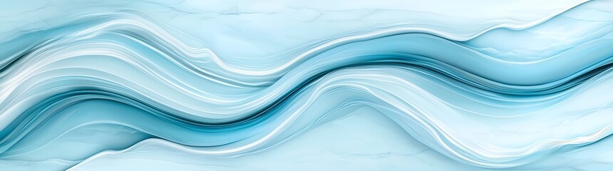 Poster - Dynamic abstract blue wave pattern with fluid lines and gentle gradients, perfect for backgrounds and design projects, conveying movement and tranquility.