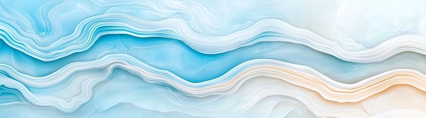 Poster - Abstract design with flowing lines in shades of blue and orange, resembling marbled texture. Perfect for backgrounds, presentations, and creative projects.