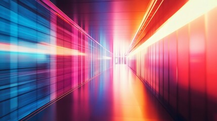 Aufkleber - Abstract hallway with vivid light streaks.