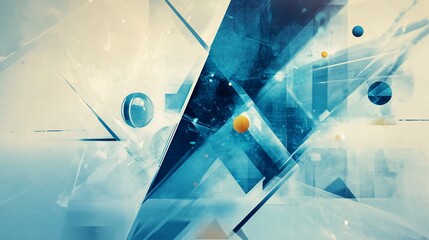 Aufkleber - Abstract geometric shapes with blue, white, orange hues.