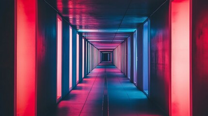 Aufkleber - Neon lit tunnel with long view.