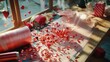 © Sirathee - Valentine Handmade Concept, Creative Valentine's Gift Wrap Station with Heart Shape Decor and Festive Elements