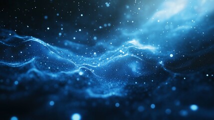 Aufkleber - Blue cosmic wave with particles.