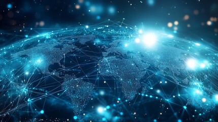 Aufkleber - Global network with illuminated connections.