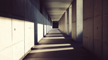 Aufkleber - Concrete corridor with sunlight and shadows.
