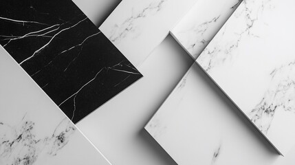 Poster - Tiled black white marble surface pattern.
