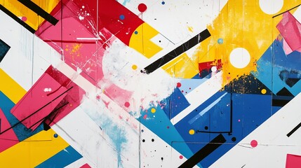 Aufkleber - Abstract colorful painting with shapes and texture.