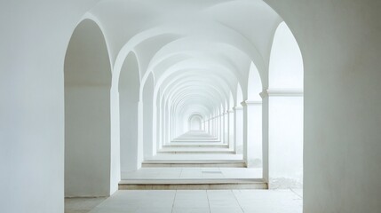 Aufkleber - Long white arches create an infinite corridor.