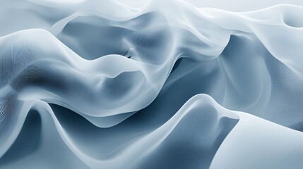 Poster - Abstract Blue Fabric Waves Flowing Softly