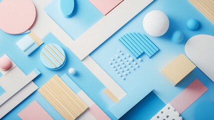 Aufkleber - Pastel geometric shapes, flat lay.