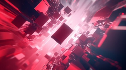 Poster - Red cubes in dynamic motion.