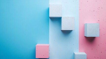 Aufkleber - Pink, blue, white cubes.