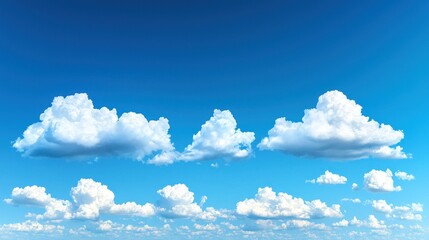 Wall Mural - cloudscape on clear blue sky, fluffy white clouds, background for posters.