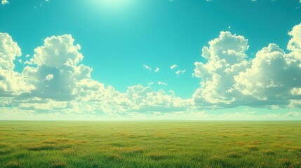 Wall Mural - Cloudscape over grass field use for background, poster, or webpage.