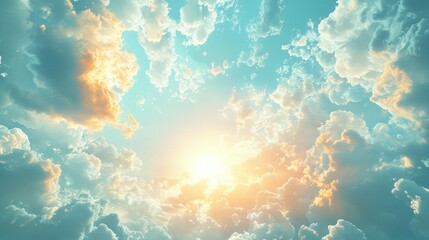 Wall Mural - Sun shines through clouds, a backdrop for design or meditation usage.