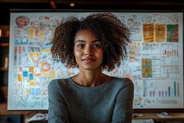 Poster - Professional woman standing in front of data presentation