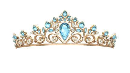 Poster - A decorative tiara adorned with blue and clear gemstones, symbolizing elegance.