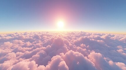 Wall Mural - Sunrise above pink clouds, aerial view, peaceful background, ideal for wallpaper.
