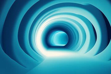 Poster - Abstract Blue Tunnel Leading To Light