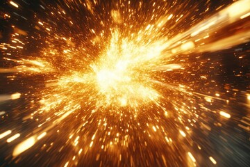 Wall Mural - Bright yellow explosion in space with lots of sparks