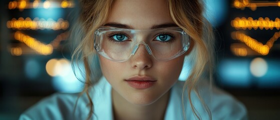 Poster - Young scientist with glasses in lab setting