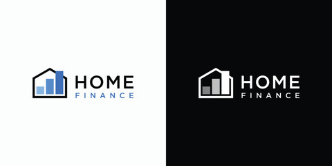 Aufkleber - Vector logo design of house shape and growth chart with modern, simple, clean and abstract style. Icon for business, marketing and personal branding.