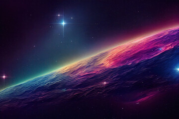 Poster - Vibrant Space Landscape with Celestial Bodies