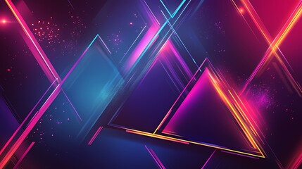 Poster - Abstract Neon Triangles Vibrant Lines Glowing Design