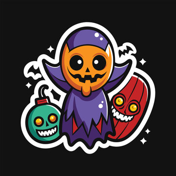 Halloween Sticker Vector Illustration