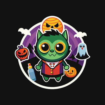 Halloween Sticker Vector Illustration