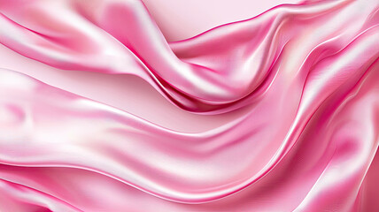Poster - Soft pink silk fabric draping elegantly, creating serene atmosphere