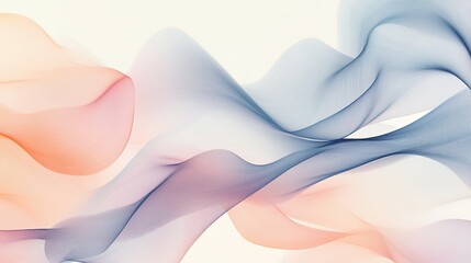 Poster - Abstract Pastel Waves Flowing Gracefully Across White Background