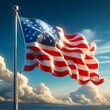 © Pushpa - american flag waving in the sky photography background.