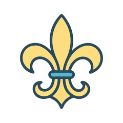 Wall Mural - Fleur de lis icon in yellow against white background