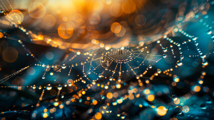 Dew Drops Adorning a Morning Spider Web