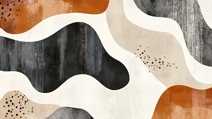Poster - Abstract Organic Shapes in Earthy Tones and Black