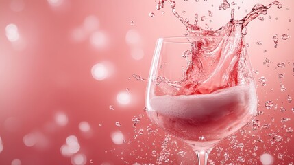 Poster - This stunning image captures the dynamic splash of a pink drink in an elegant glass, embodying a sense of freshness, energy, and creativity in drink presentation.
