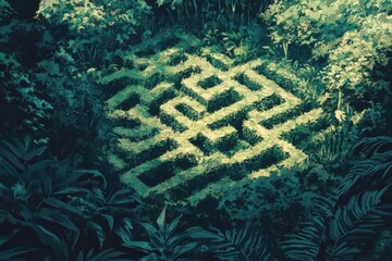 Wall Mural - Lush Jungle Maze A Verdant Labyrinth Hidden Deep Within