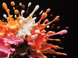 Poster - Colorful chocolate splash design abstract art studio setting vibrant composition dynamic viewpoint creative concept