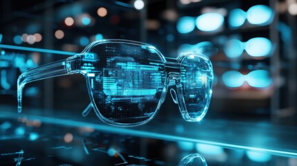 Poster - Futuristic Virtual Technology Glasses in a Modern Display Setting