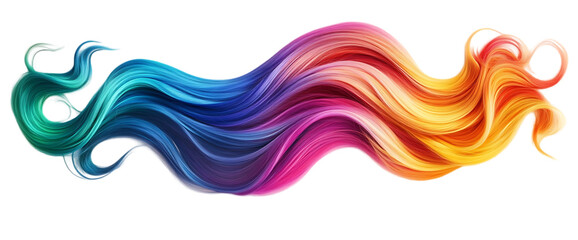Aufkleber - A vibrant swirl of colorful flowing strands resembling hair or paint.
