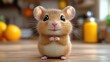 © artbot - Cute hamster standing on wooden surface with cozy background