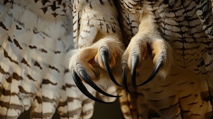 Poster - Majestic Owls Talons and Feathers Close Up View