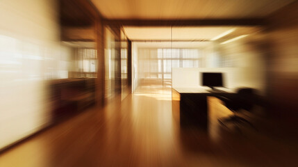 Poster - Modern office interior with a blurred perspective showcasing workspace design
