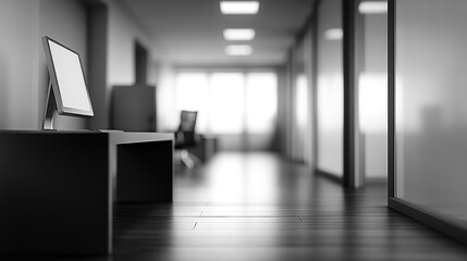 Poster - Modern office interior with minimalist design and natural light during daytime