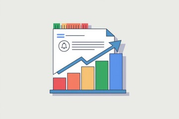 Aufkleber - Report shows upward trend, indicating growth and progress, with notification alerts.